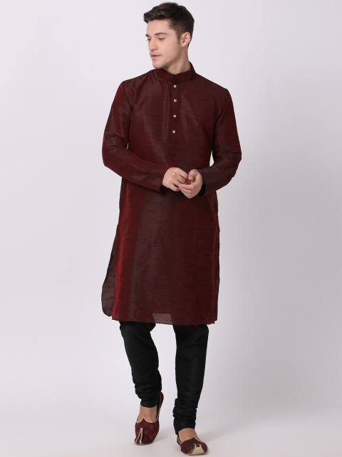 

TABARD Men Maroon Solid Straight Kurta