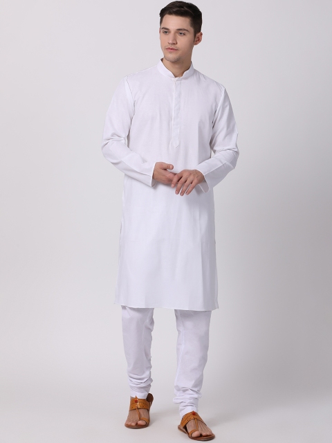 

TABARD Men White Solid Straight Kurta