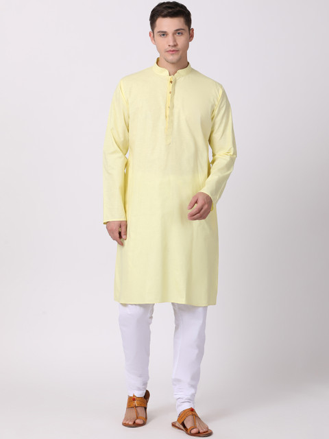 

TABARD Men Yellow Solid Straight Kurta
