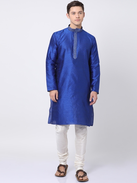 

TABARD Men Blue Woven Design Straight Kurta