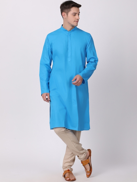 

TABARD Men Blue Solid Straight Kurta