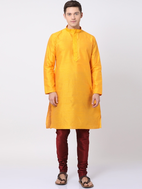 

TABARD Men Yellow Woven Design Straight Kurta