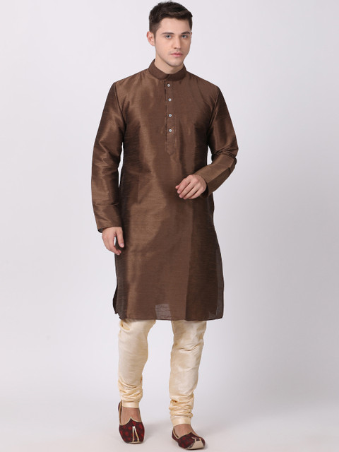 

TABARD Men Brown Solid Straight Kurta