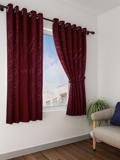 

Cortina Set of 2 Maroon Sheer Window Curtains