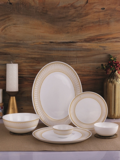 

Cello White Printed 27 piece Opalware Dinner Set