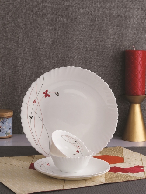 

Cello White Printed 18-piece Opalware Dinner Set