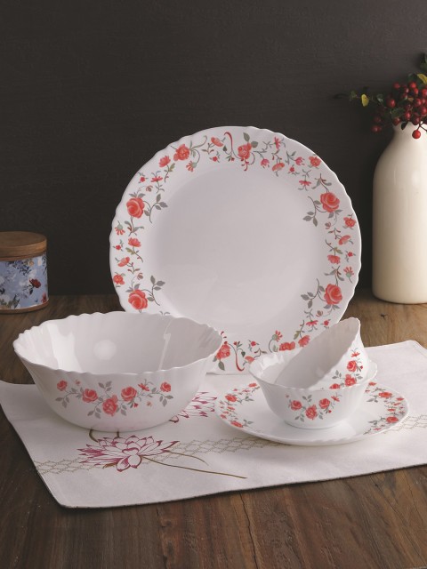 

Cello White Printed 13 -piece Opalware Dinner Set
