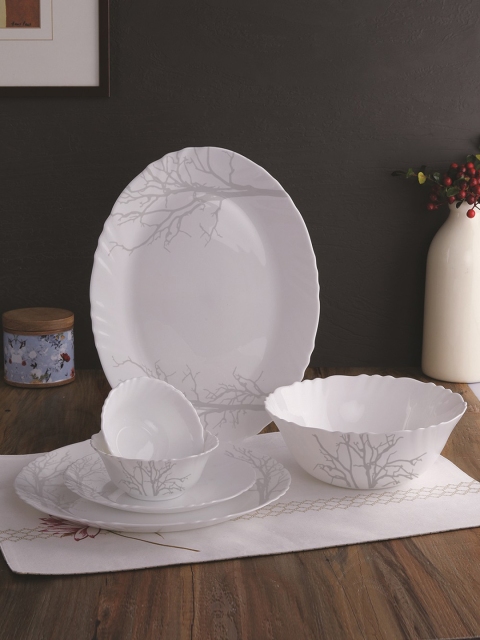 

Cello White Printed 27-piece Opalware Dinner Set