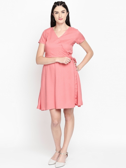 

Honey by Pantaloons Women Pink Printed Wrap Dress