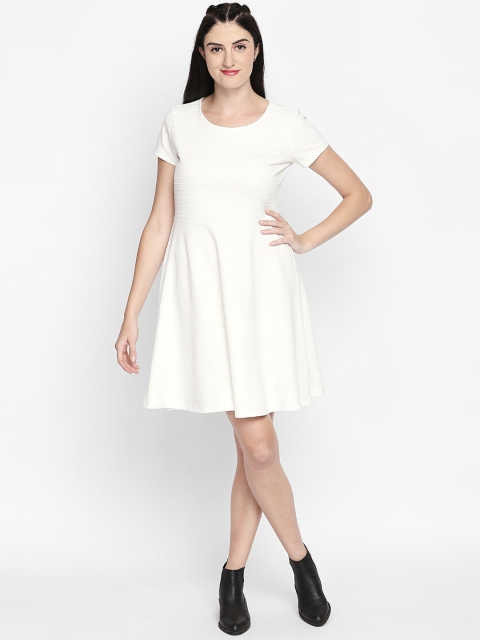 

Honey by Pantaloons Women White Self Design Fit and Flare Dress