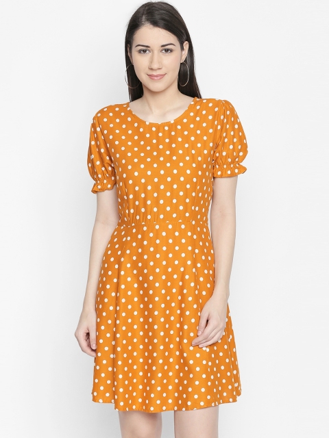 

Honey by Pantaloons Women Mustard Printed Fit and Flare Dress