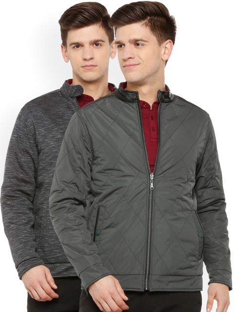 

Van Heusen Sport Men Grey Solid Reversible Bomber