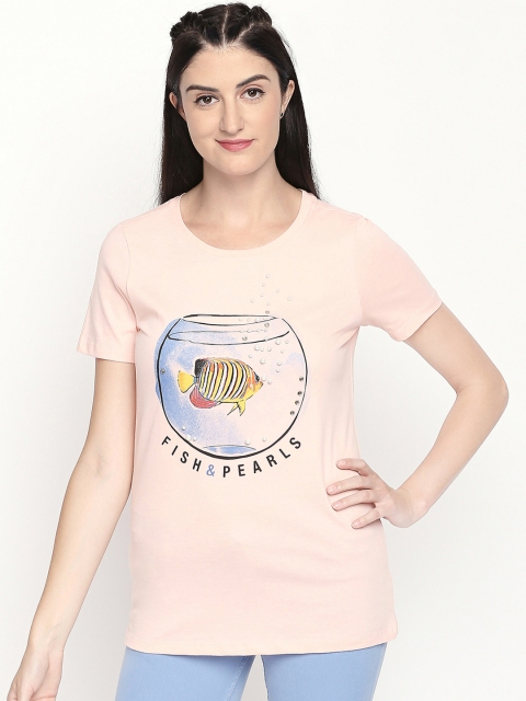 

Honey by Pantaloons Women Pink Printed Pure Cotton Top