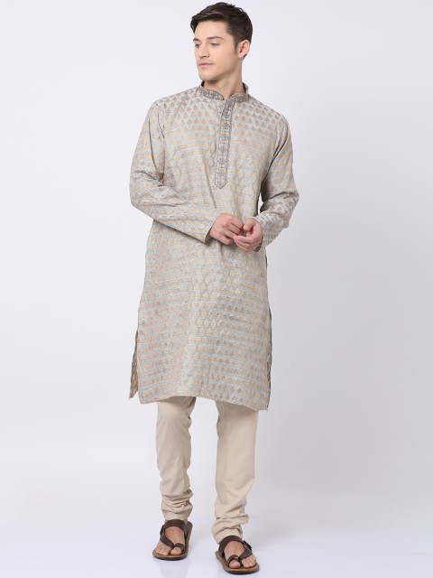 

TABARD Men Grey Woven Design Straight Kurta