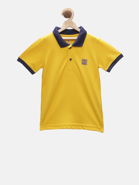 

Stupid Cupid Boys Yellow Solid Polo Collar T-shirt