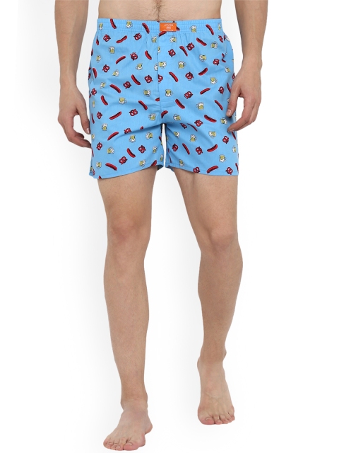 

JOVEN Mens Blue Printed Woven Boxers JB1P-BU