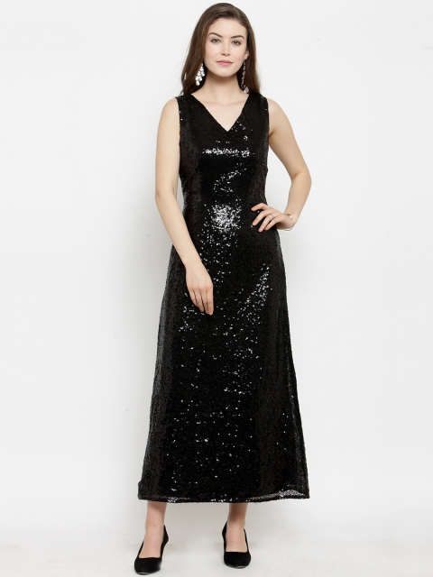 

Just Wow Women Black Embellished A-Line Dress