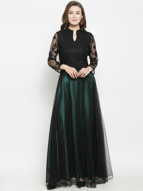 

Just Wow Women Green Embroidered Maxi Dress