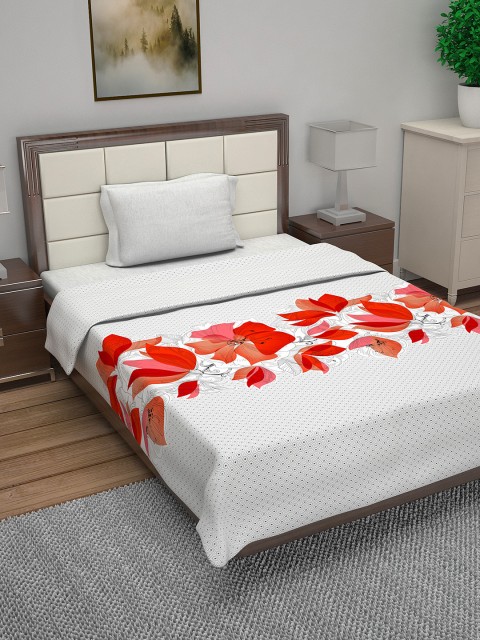 

Divine Casa Off-White Floral AC Room 110 GSM Single Bed Quilt