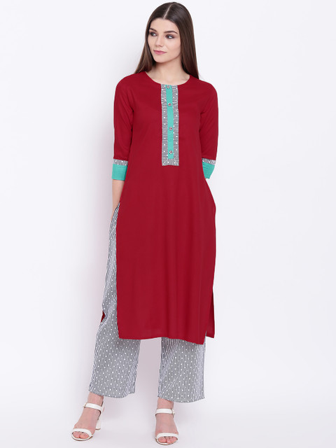 

Khushal K Women Red & Blue Printed Kurta with Palazzos