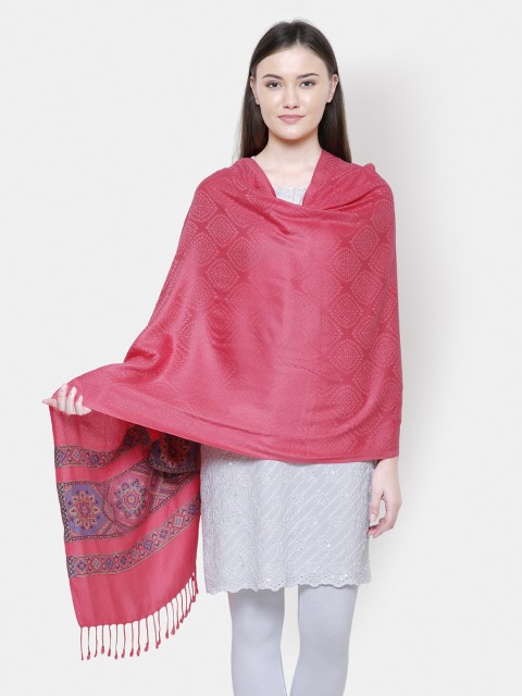 

Anekaant Women Pink Woven-Design Shawl