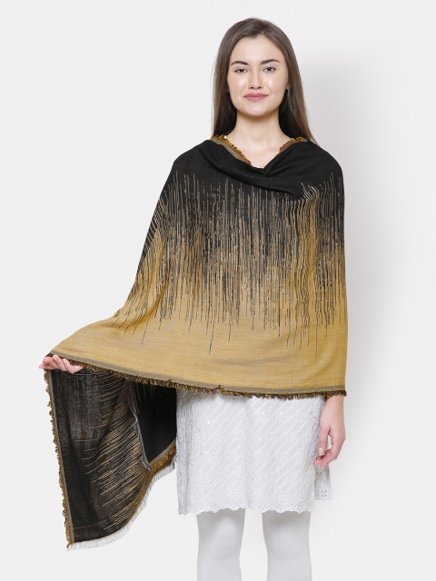 

Anekaant Women Mustard & Black Woven Design Shawl