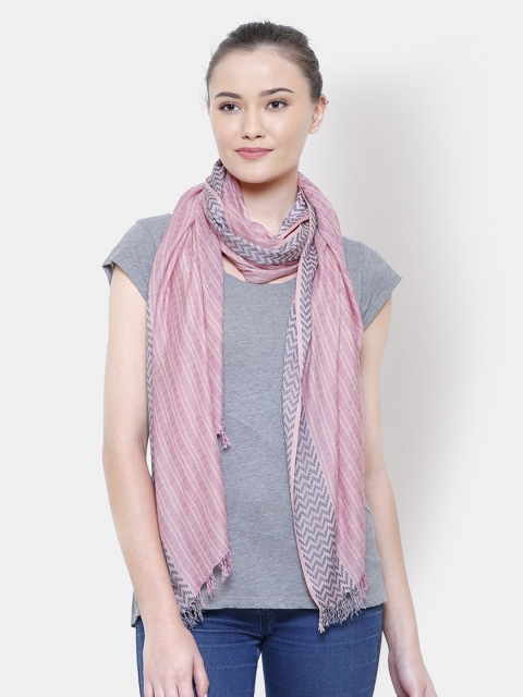 

Anekaant Pink Striped Scarf