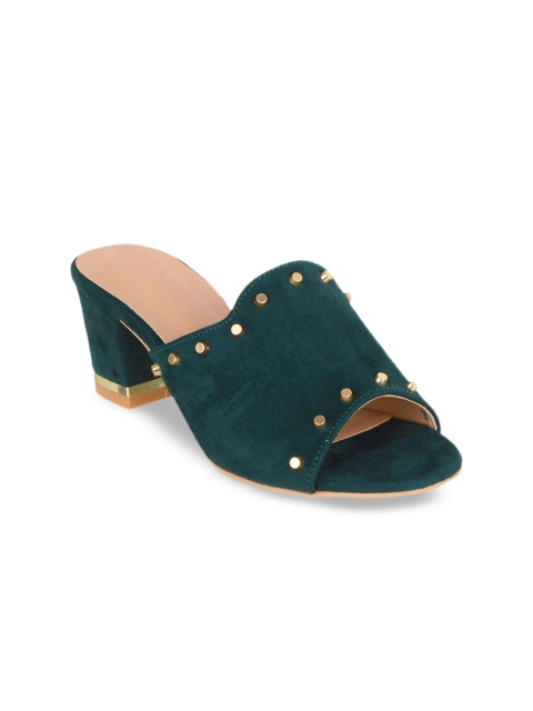 

Sherrif Shoes Women Green Solid Velvet Sandals
