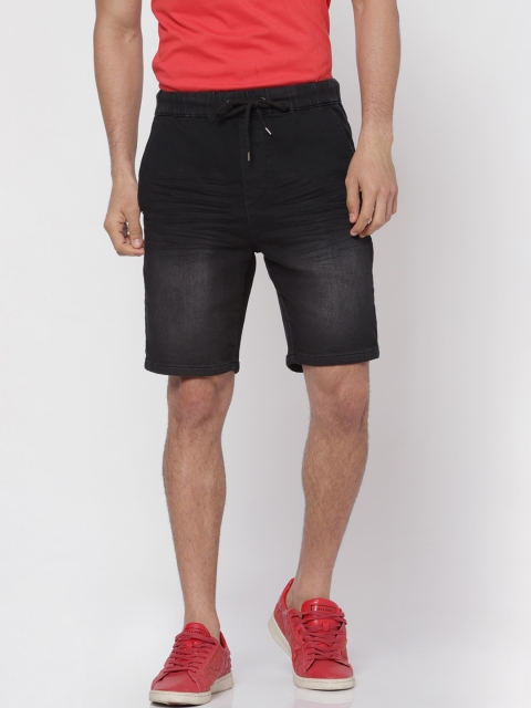 

ONLY & SONS Men Black Washed Regular Fit Denim Shorts