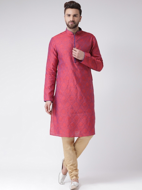 

Chitwan Mohan Men Maroon Self Design Kurta with Churidar