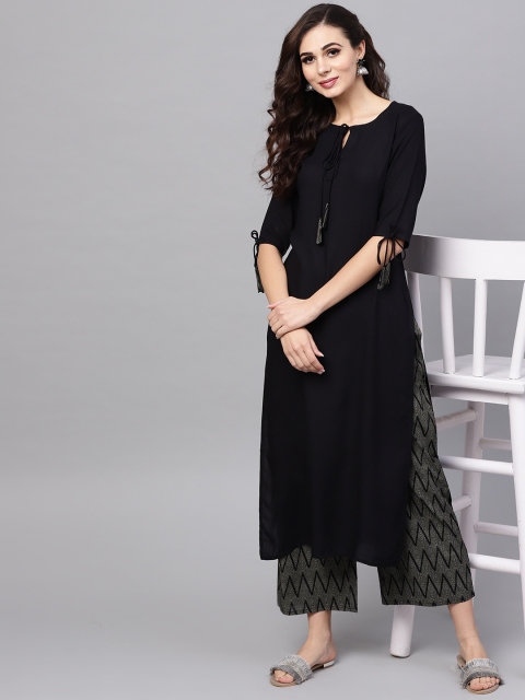 

Libas Women Black & Beige Solid Kurta with Palazzos