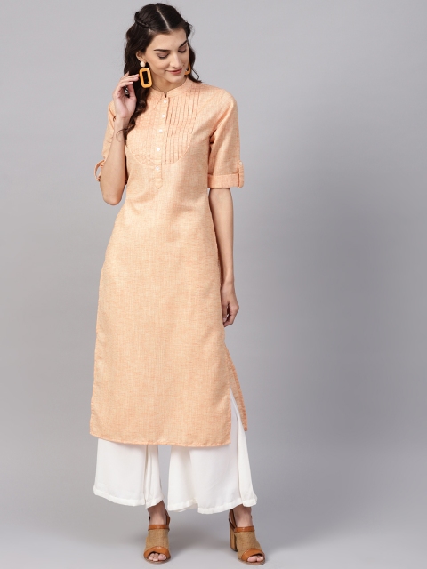 

Libas Women Orange Solid Straight Kurta
