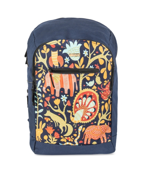 

Chumbak Women Navy Blue Graphic Backpack