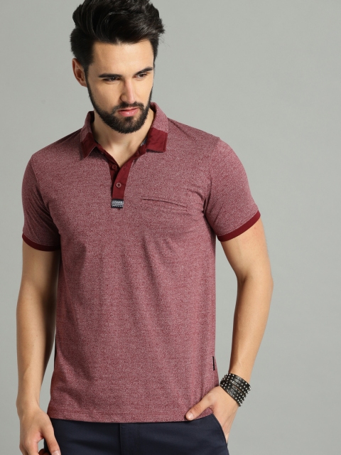 

Roadster Men Maroon Solid Polo Collar T-shirt