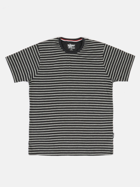 

Roadster Men Black & White Striped T-shirt