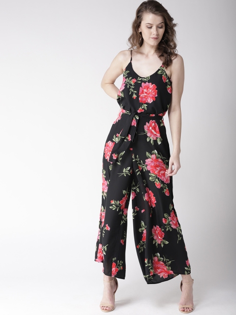 

MIWAY Black & Pink Printed Basic Jumpsuit
