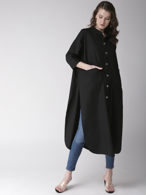 

MIWAY Women Black Regular Fit Solid Longline Casual Shirt