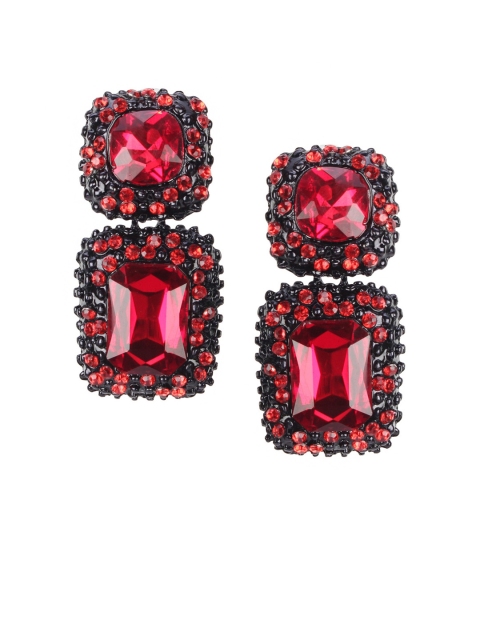 

Crunchy Fashion Red Geometric Drop Earrings
