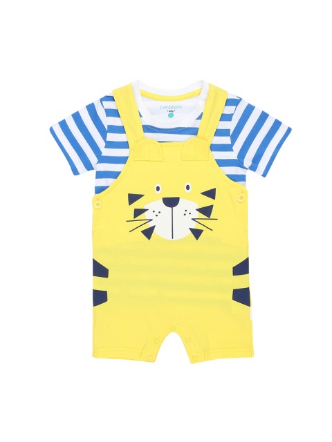 

Pantaloons Baby Boys Yellow & Blue T-shirt with Dungarees