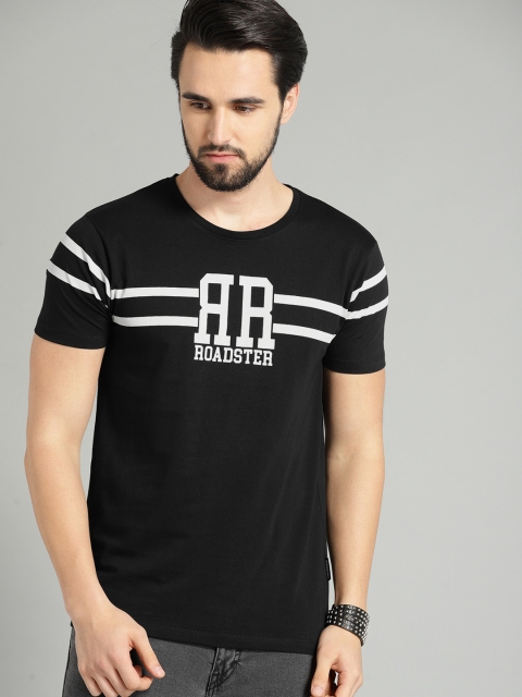 

Roadster Men Black Printed Round Neck T-shirt