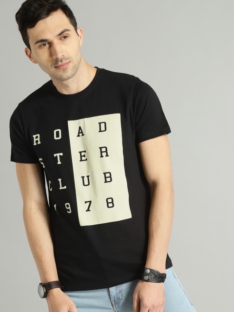 

The Roadster Lifestyle Co Men Black Printed Round Neck T-shirt