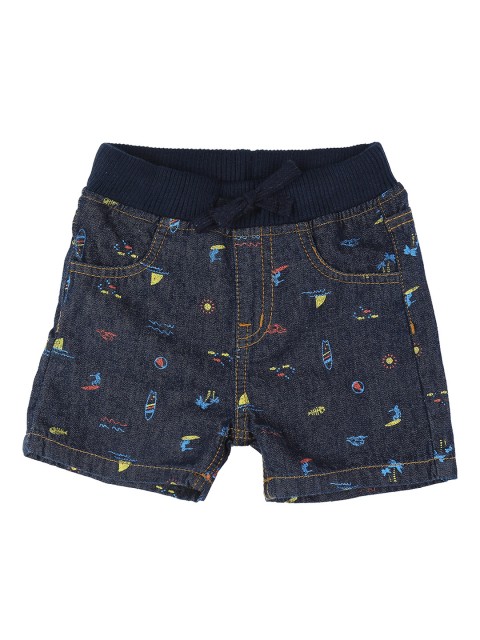 

Pantaloons Baby Boys Navy Blue Printed Regular Fit Denim Shorts