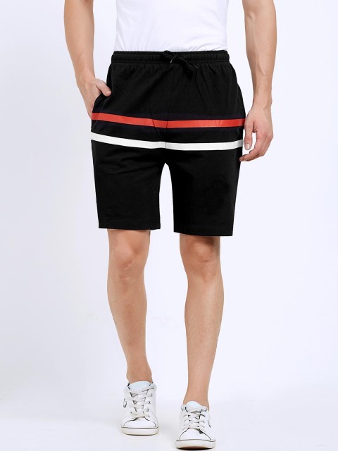 

Maniac Men Black Striped Slim Fit Regular Shorts