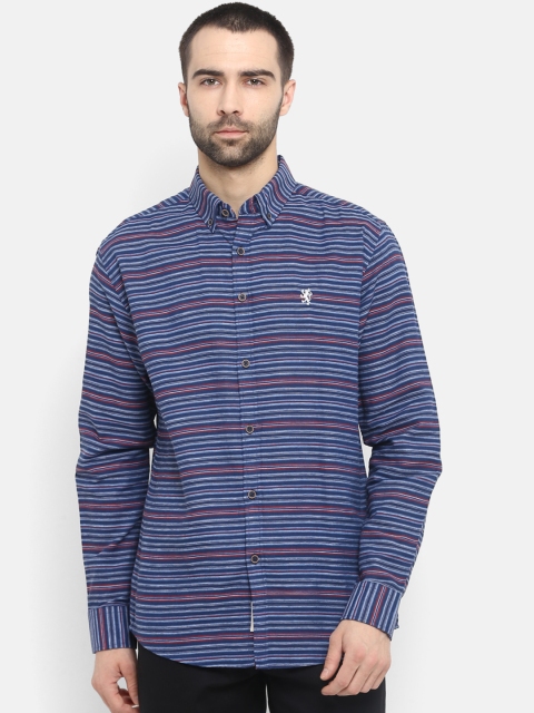 

Red Tape Men Navy Blue & Red Regular Fit Striped Casual Shirt