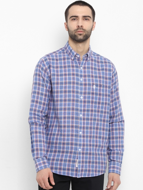 

Red Tape Men Blue & Brown Regular Fit Checked Casual Shirt