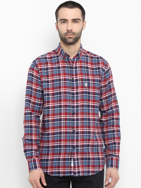 

Red Tape Men Red & Blue Regular Fit Checked Casual Shirt