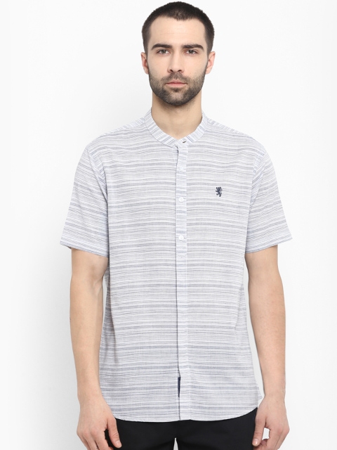 

Red Tape Men Off-White & Grey Regular Fit Striped Casual Shirt