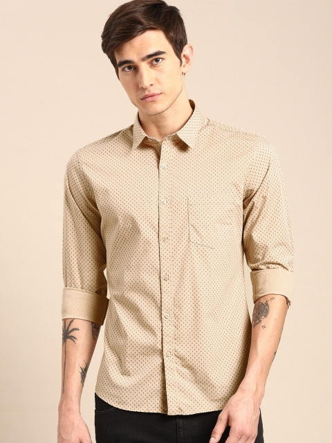 

ether Men Beige Printed Casual Shirt