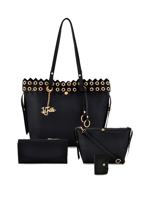 

LaFille Black Solid Handheld Bag