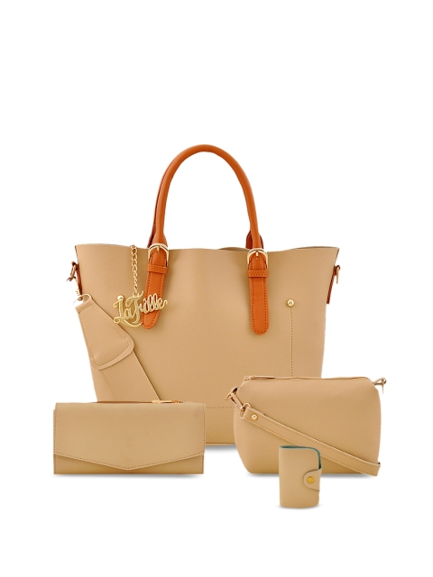 

LaFille Beige Solid Handheld Bag and Sling Bag with Wallet with Card Holder